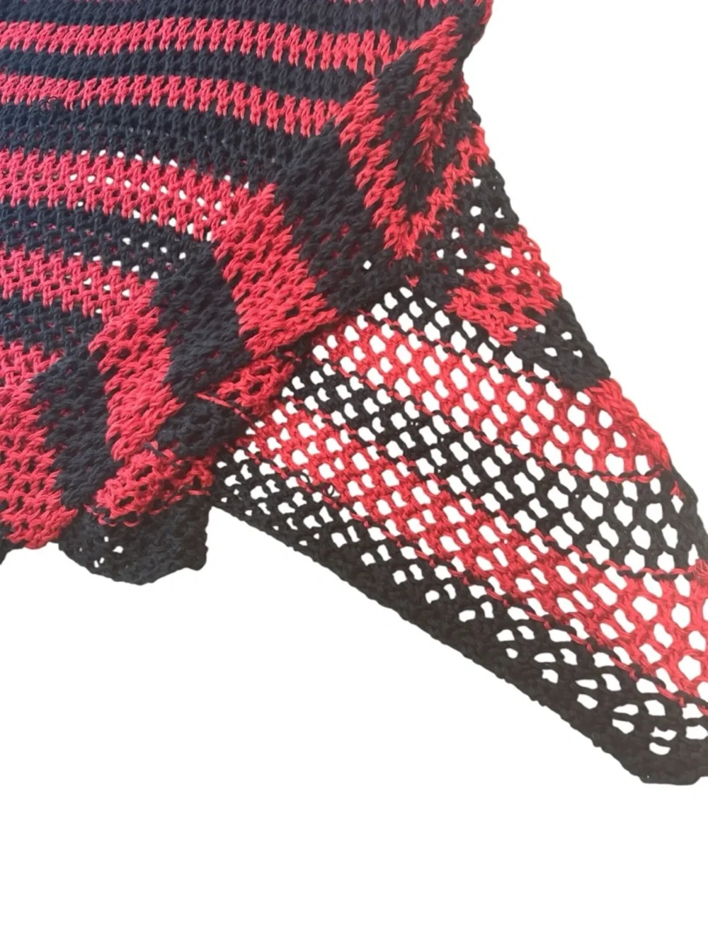 ZARA Red Black Crochet Knit Maxi Dress womens Sz medium Lined Festival vacation - Picture 10 of 10